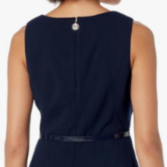 Tommy Hilfiger Sleeveless Fit & Flare Dress Sky Captain Navy - Picture 5 of 5